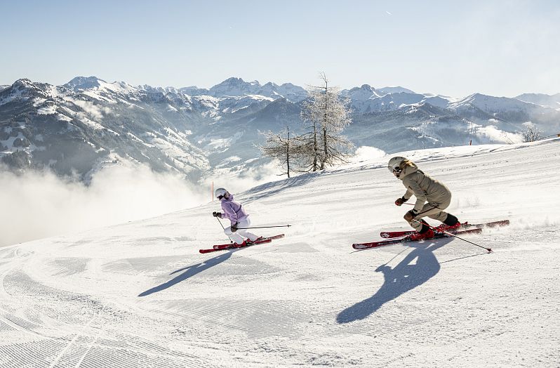 Ski fahren mit Ausblick
